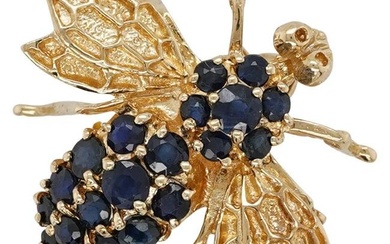 14k Gold and Sapphire Bee Pin