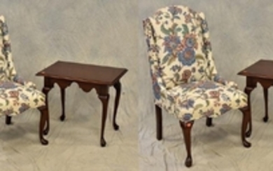 Pr QA style upholstered slipper chairs, Pr QA styleside