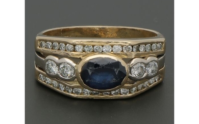 18 kt. Gold - Ring - 0.52 ct Diamond - Sapphire
