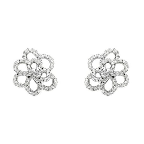 18 kt. White gold - Earrings - 1.28 ct Diamonds