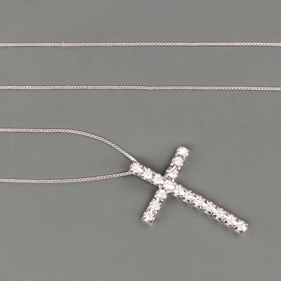 18 kt. White gold - Necklace with pendant - 0.34 ct Diamonds