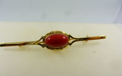 18 kt. Yellow gold - Brooch Sardinian red coral