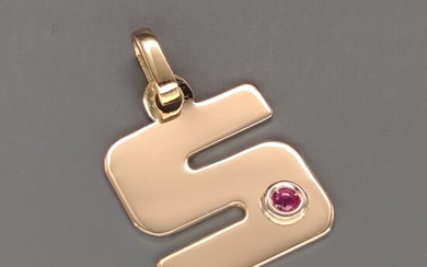 18 kt. Yellow gold - Pendant - 0.09 ct Ruby