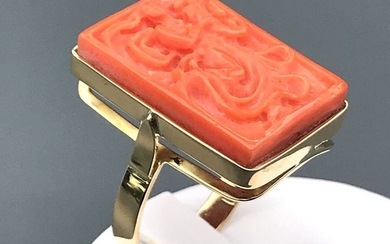 18 kt. Yellow gold - Ring Coral
