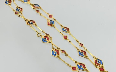 18 kt gold necklace with plique à jour enamel