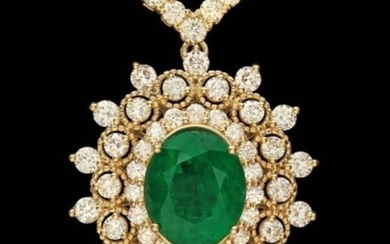 18K Gold 3.73ct Emerald 10.94ct Diamond Necklace
