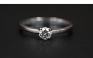 18ct White Gold Diamond Solitaire ring Size J. 2.3g total we...