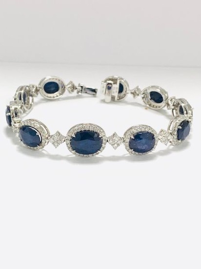18ct White Gold Sapphire and Diamond bracelet featuring,...