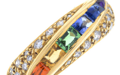18ct gold vari-hue sapphire & diamond ring