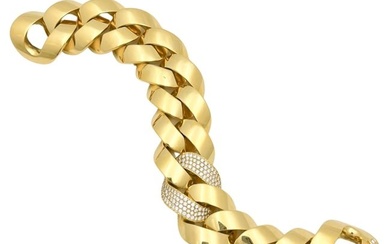 18k Yellow Gold Diamond Curb-Link Bracelet