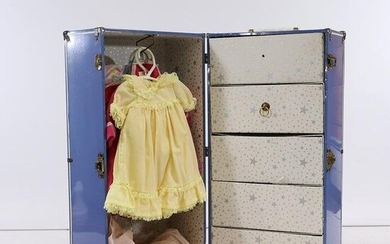1950s Tin Doll's Steamer Trunk Full of Clothes