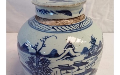 19TH CENTURY CHINESE LIDDED VASE DECORATED WITH LANDSCAPE SC...