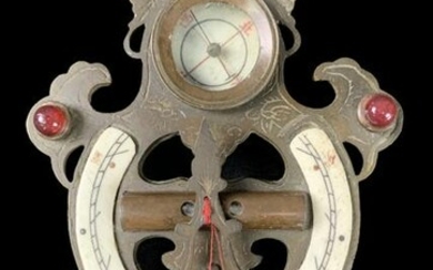 19th C Chinese Bronze Equinoctial Compass Sundial