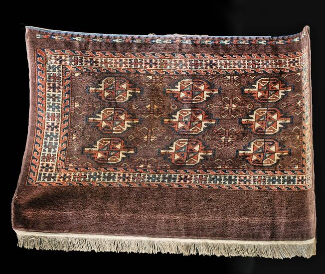 19th C. Turkmenistan Yomut Woven Wool Juval Panel
