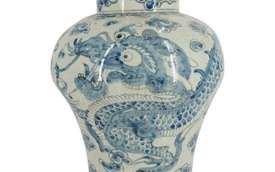 19th Century Korean Black, Blue, & White Porcelain