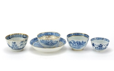 19th century English blue and white porcelain decorated in t...