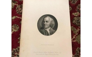 19thc Steel Engraving, Founding Father, Benjamin