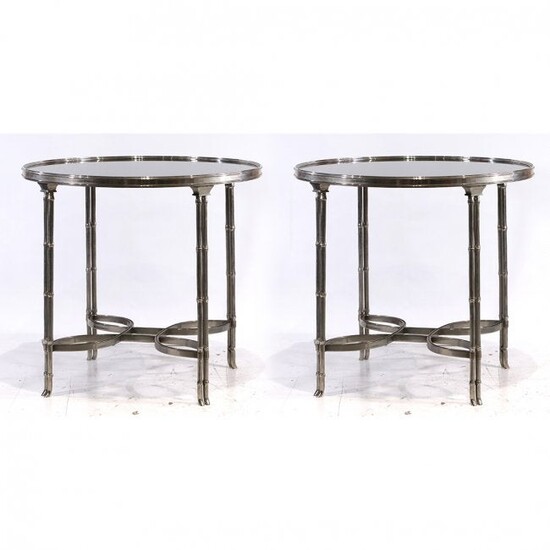 2 John Vesey Style Nickel plated Bronze & Marble Tables