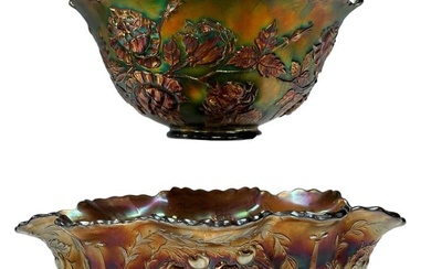 (2) Two Carnival Amethyst Art Glass Bowls