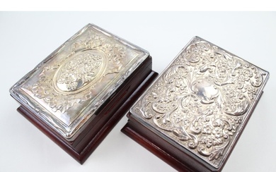 2 x Vintage Hallmarked .925 Sterling Silver Topped Wooden Je...
