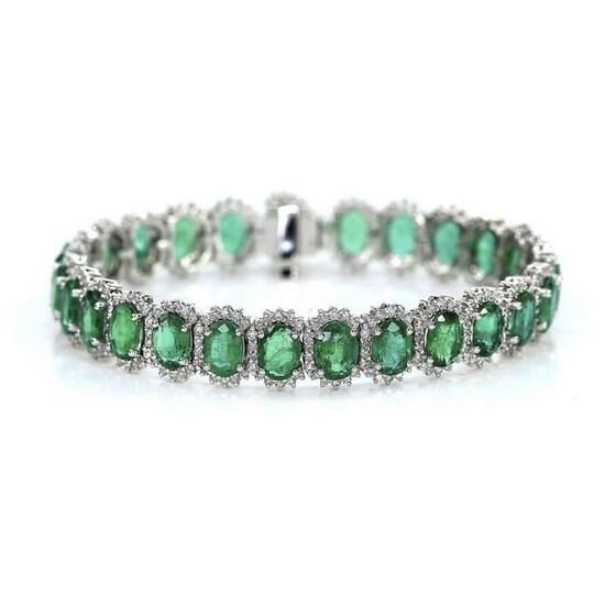 21.27 tcw Emerald Natural Diamond Tennis Bracelet in