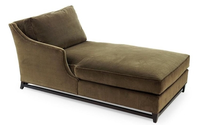 A Velvet Upholstered Chaise Lounge.