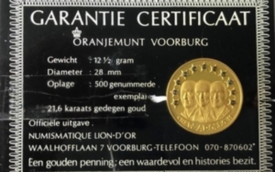 The Netherlands - Penning Apollo 11 / Juli 1969 - Gold, with 11 blue sapphires
