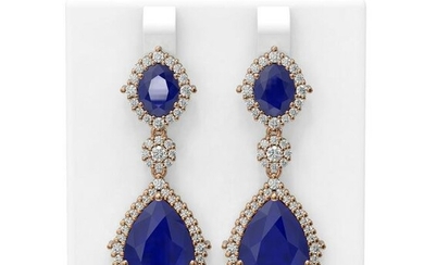 29.36 ctw Sapphire & Diamond Earrings 18K Rose Gold