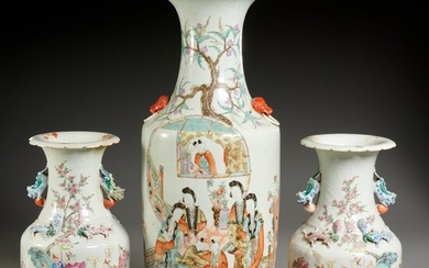 (3) Chinese famille rose porcelain vases