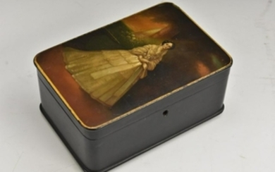 A 19th century Russian lacquer rounded rectangular box