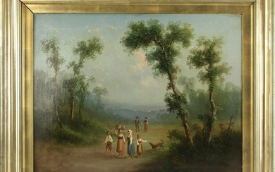 19thC Continental Woodland View, Oil on Canvas
