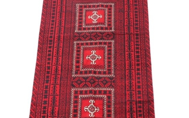3'10 x 7'3 Hand-Knotted Afghani Baluch Wool Rug