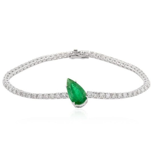 4.86 TCW Emerald Bracelet SI/Hi Diamond 18k White Gold