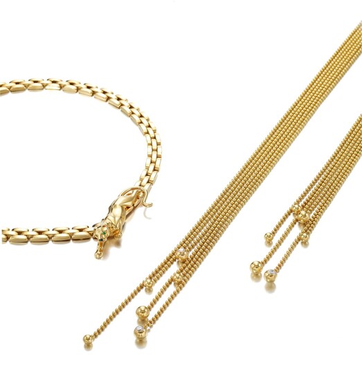 GOLD AND GEM-SET NECKLACE, 'MAILLON PANTHÈRE', AND GOLD AND DIAMOND NECKLACE, ' DRAPÈRIE', CARTIER | K? ? ?? ??, 'Maillon Panthère'; ? K? ? ????, ' Drapèrie', ????Cartier?