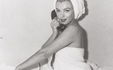 ANDRE DE DIENES: Marilyn Monroe Nude with Towel, 1953.