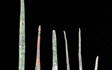 6 Roman & Luristan Bronze & Copper Pins