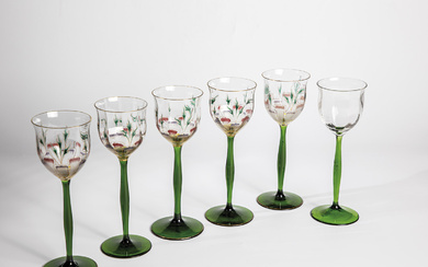 6 wine glasses Theresienthaler crystal glass factory, circa 1902 Foot and shaft ...