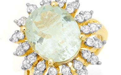 6.08 ctw Aquamarine & Diamond Ring 14k Yellow Gold