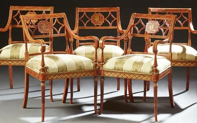 Set of Five Art Nouveau Style Carved Beech Fauteuils