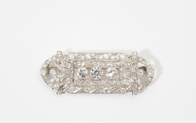 An Art Deco plaque brooch with diamonds
