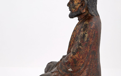 Chinese Lacquered Bronze Figure of a Luohan