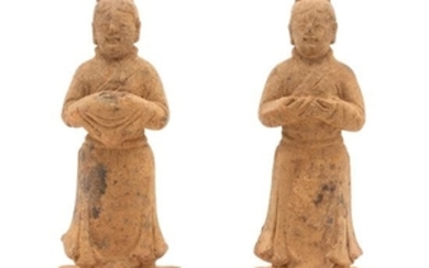 A Pair of Chinese Pottery Figures of Males