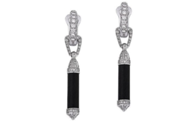 A pair of diamond-set wooden 'Bullet Lariet' earrings