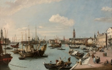Ecole anglaise vers 1800 Vue du bassin de Saint Marc prise du quai degli Schiavoni, Venise