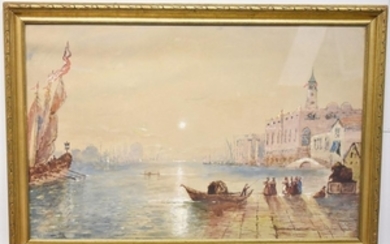 Edmund Darch Lewis. Watercolor. Harbor Scene