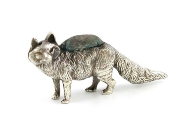 An Edwardian novelty silver fox pin cushion, by...