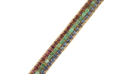 An Emerald, sapphire and ruby bracelet, designed...