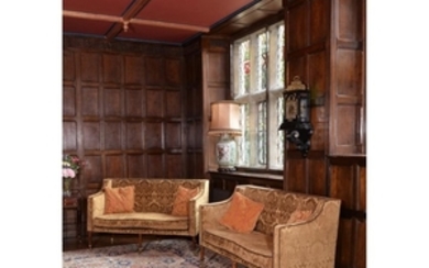 A George III beech and upholstered sofa