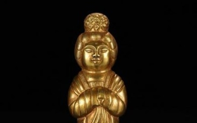 A GILT BRONZE STATUE WITH LADY SHAPED