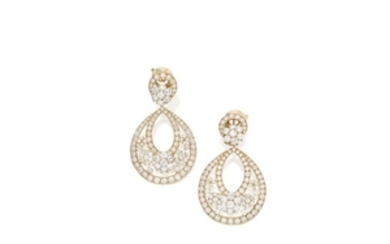 Pair of Gold and Diamond 'Snowflake' Pendant-Earclips, Van Cleef & Arpels, France